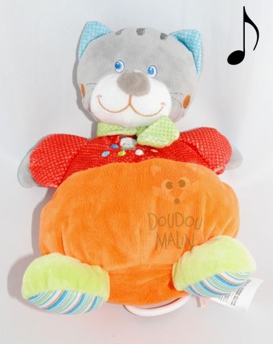  chat boîte à musique orange vert rouge gris bleu écharpe 